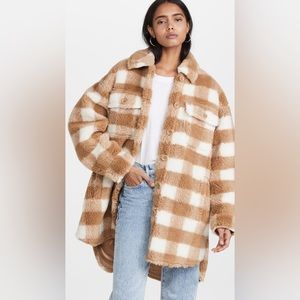 Stand Studio Sabi Plaid Sherpa Shirt Jacket - Size FR 36, US 4